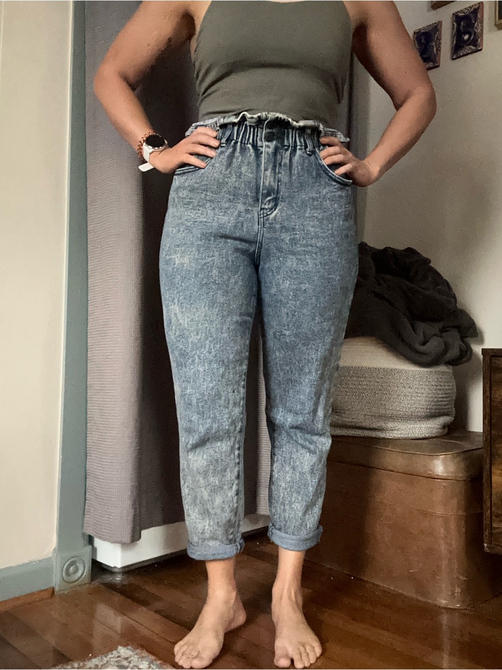 wild fable High-Rise Paperbag Jeans - Washed Blue